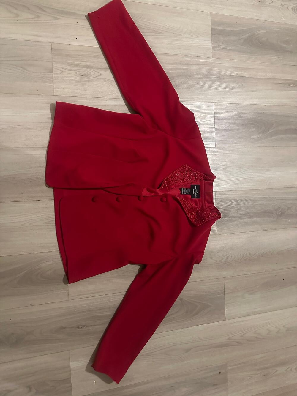 Vintage 90s Positive Attitude Red Beaded Blazer Jacket Plus Size 18